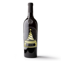 Holiday Tree Snow Globe Custom Etched Wine Bottle